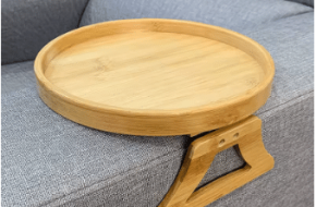 Natural Wooden Sofa Armrest Tray Table – Clip-On Couch Tray for TV Snacks, Remote & Coffee