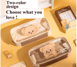 Double‑Layer Bear Pencil Case